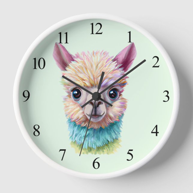 Horloge Lama de bébé coloré (Recto)