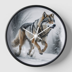 Horloge L'art animal du loup gris