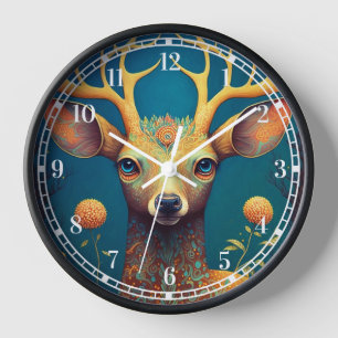 Horloge L'art de l'Imaginaire de cerfs lunaires