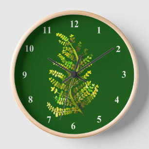 Horloge L'art plante de la feuille de fougère verte