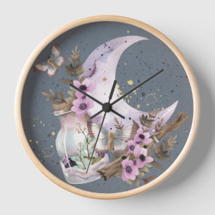 Horloge Lavande Mystique Boho Lavande Anemone Lune