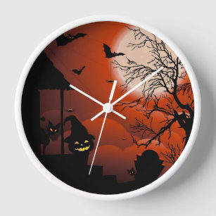 Horloge Le cauchemar de la lune sanglante d'Halloween