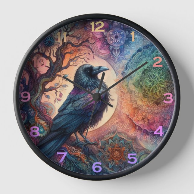 Horloge Le Corbeau de la vie Mandala Pagan (Recto)