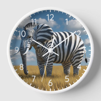 Horloge Le déguisement zèbre de l'éléphant