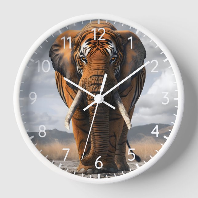 Horloge L'éléphant dans le déguisement de tigre (Recto)