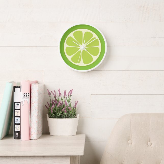 Horloge Lemon Lime Green Juicy Citrus (Salle de lecture)
