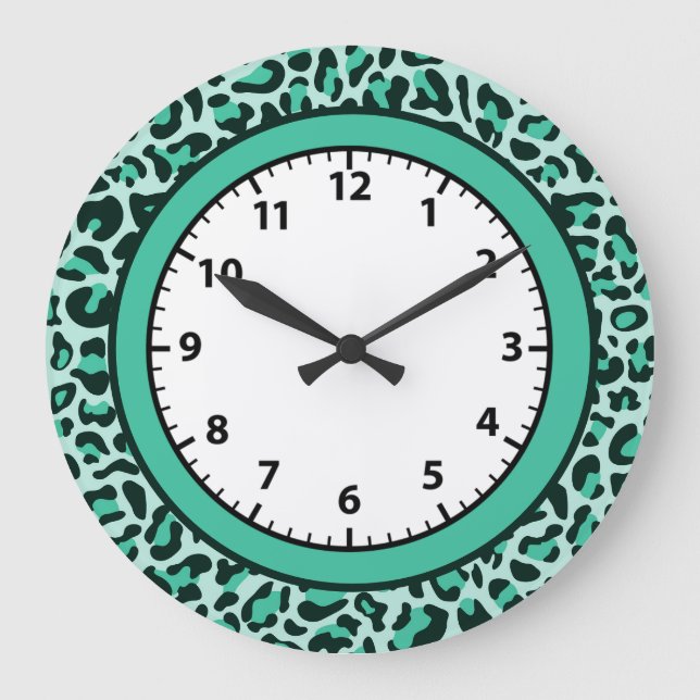 Horloge Léopard Imprimé Turquoise Guépard Tendance (Recto)