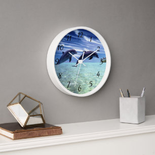 Horloge Les dauphins dans la nature 24h/24