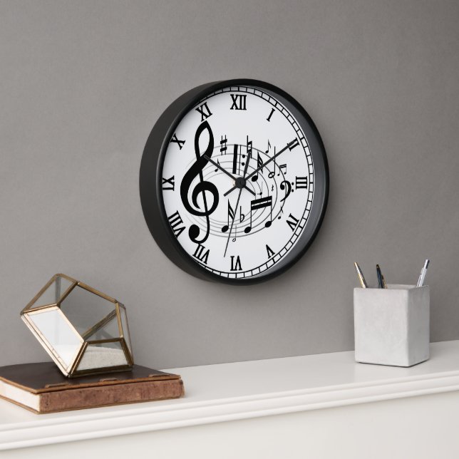 Horloge Les notes musicales noires dans le concepteur (Bureau)