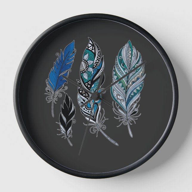 Horloge Les plumes et les couleurs dansent  (Recto)