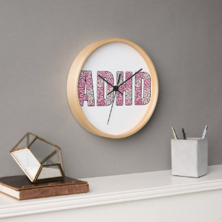 Horloge Lettres de cerveau TSA - Art textuel anatomique ro