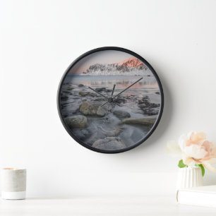 Horloge Lever du soleil Flakstad et la plage de Skagsanden