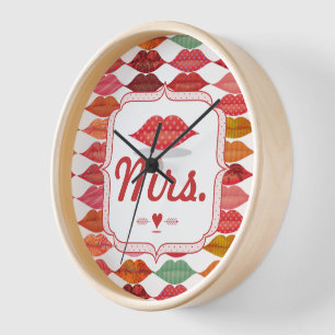 Horloge Lèvres Madame Hipster Vintage Retro Mariée