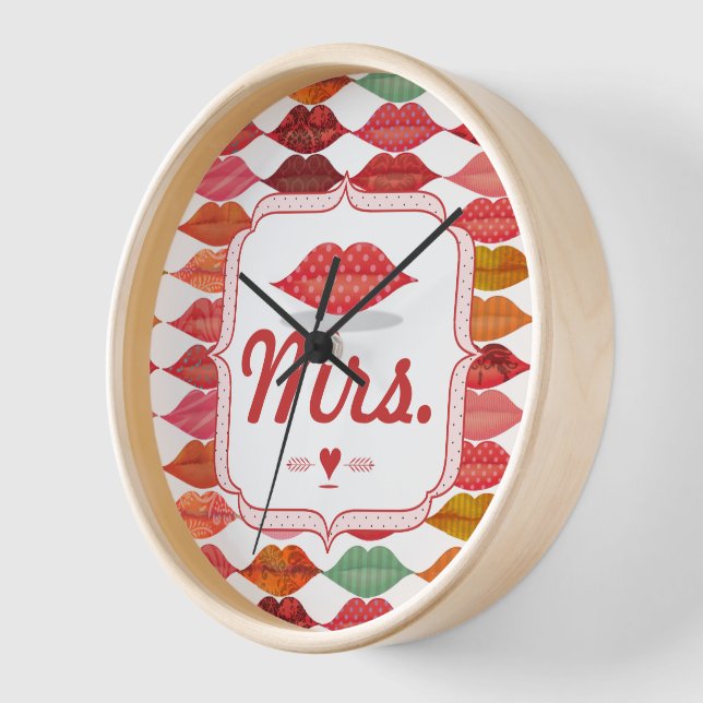 Horloge Lèvres Mme Hipster Vintage Retro Bride (Angle)