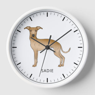 Horloge Lévrier Italien Fauve Chien Mignon Avec Texte Pers