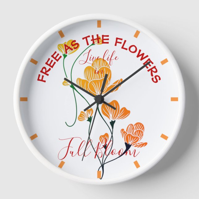 Horloge Libre comme Fleurs Jaune Orange Ginkgo Feuilles (Recto)