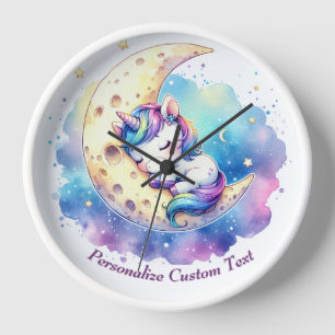Horloge Licorne Bébé Mignonne Personnalisée Endormie sur l
