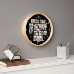 Horloge Lifes beaux moments 11 Photo Collage noir<br><div class="desc">Les beaux moments de la vie 11 Photo Collage Nom et année Noir. Chérissez vos moments spéciaux en famille avec cette onze photo collage design. Ce cadeau unique et entièrement personnalisable pour vous-même ou les membres de votre famille présente vos 12 photos préférées, disposées dans un écran chaleureux. Trois citations...</div>
