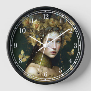 Horloge L'Imaginaire végétal vert Woodland