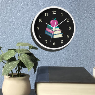 Horloge Livres et Apple Personnalisé Salle de classe caden
