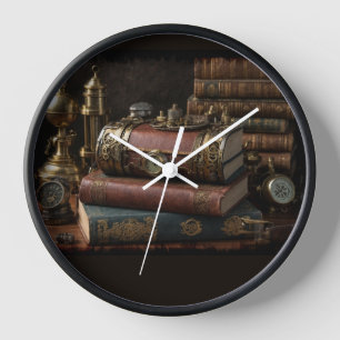 Horloge Livres Vintages Steampunk