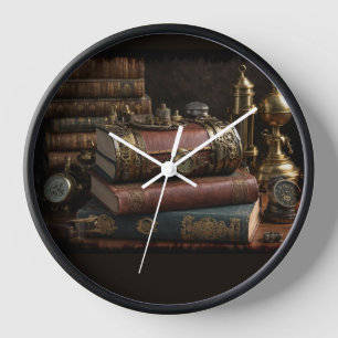Horloge Livres Vintages Steampunk