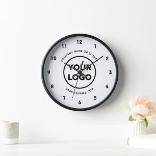 Horloge Logo d'entreprise personnalisé et texte blanc avec