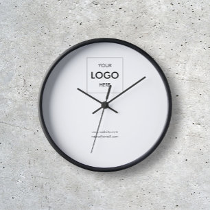 Horloge Logo d'entreprise Simple Minimal Blanc