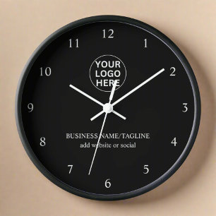 Horloge Logo et texte d'entreprise personnalisés Marque no