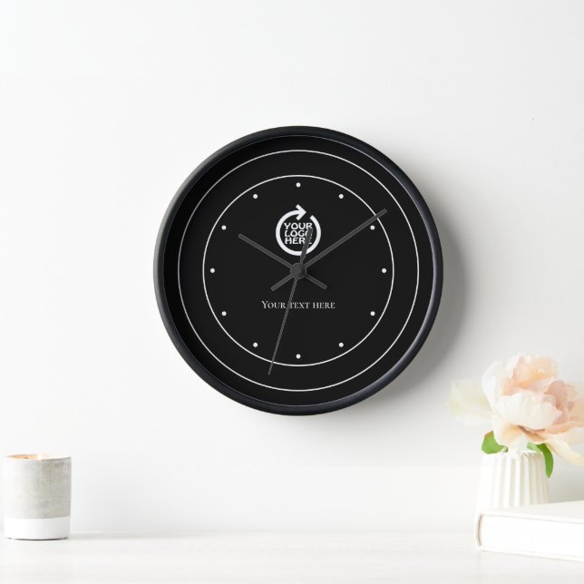 Horloge Logo Personnalisé Noir Blanc (Maison)