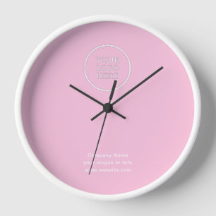 Horloge Logo simple minimaliste de l'entreprise rose
