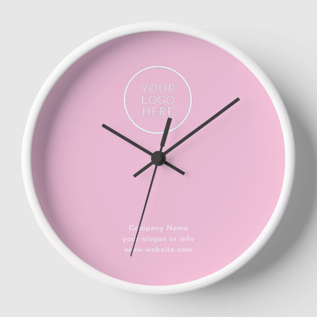 Horloge Logo simple minimaliste de l'entreprise rose (Recto)
