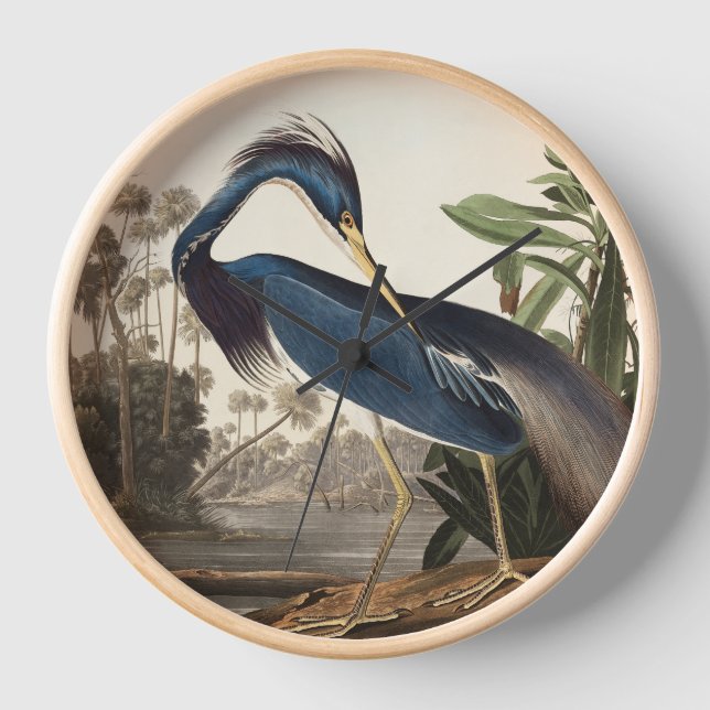 Horloge Louisiana Heron par Audobon Wall Clock (Recto)