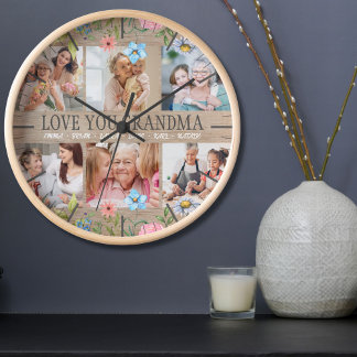 Horloge LOVE GRANDMA Nom personnalisé Photo Collage cadena