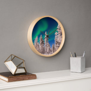 Horloge Lumière du Nord hivernal