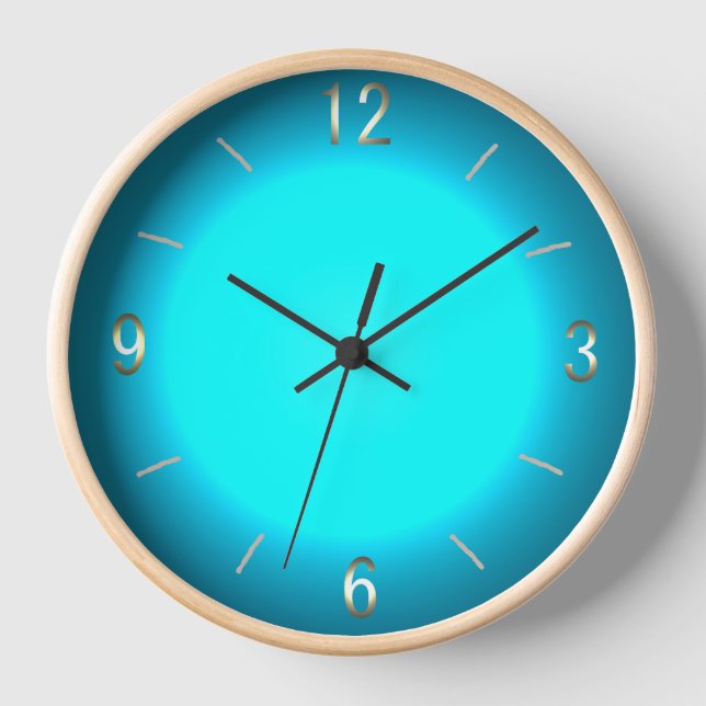 Horloge Lumineuse Aqua Blue Moon avec cadre naturel en boi (Recto)