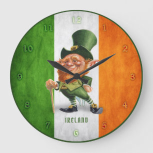 HORLOGE - LUTIN IRLANDAIS DE DRAPEAU