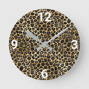 HORLOGE LUX GOLD SILVER LEOPARD WALL