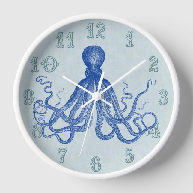 Horloge Maison de Vintage Blue Octopus (Recto)
