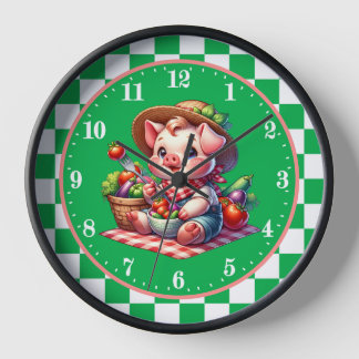 Horloge Maison verte de porc de la belle campagne