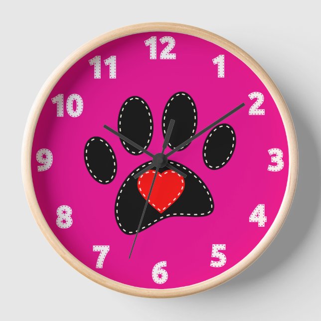 Horloge Maman Chien Dessin Rose Chaud (Recto)