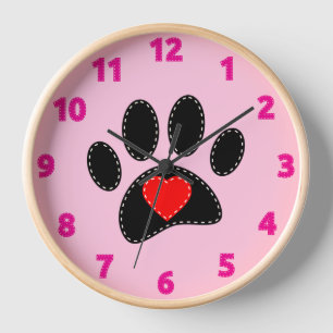 Horloge Maman de chien dessine rose