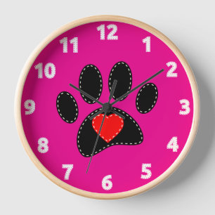 Horloge Maman de chien dessine rose chaud