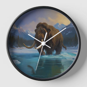 Horloge Mammouth laineux et montagnes rocheuses
