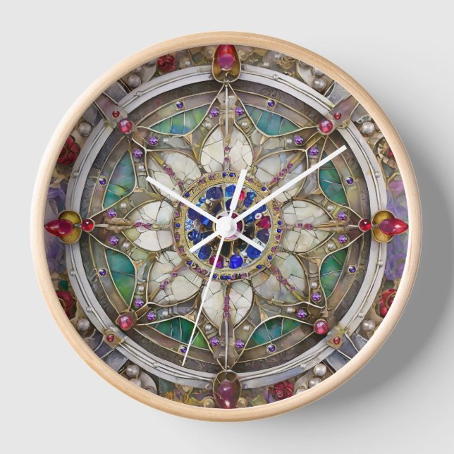 Horloge Mandala de rubis, d'améthyste, de saphir et de per (Recto)