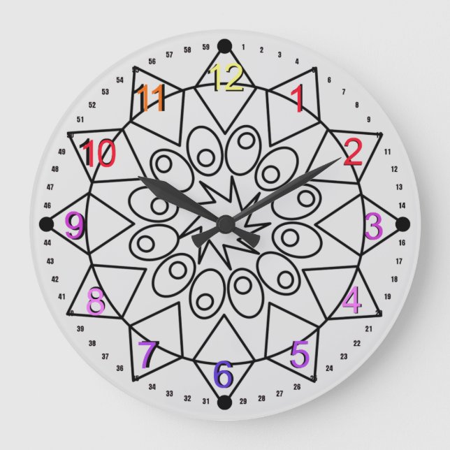 Horloge - Mandala délicat avec des chiffres coloré (Recto)