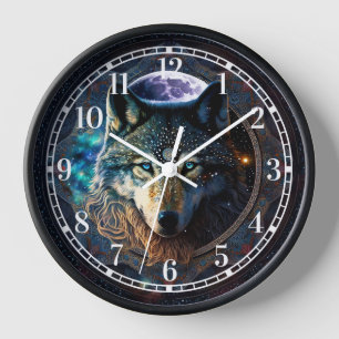 Horloge Mandala, la lune mystique du loup