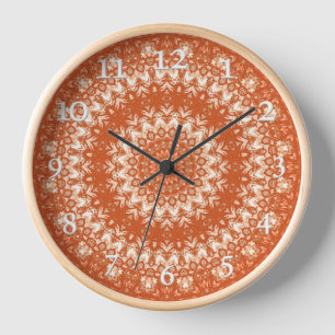 Horloge Mandala orange.