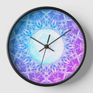 horloge Mandala rose, violet et bleu Lightcode