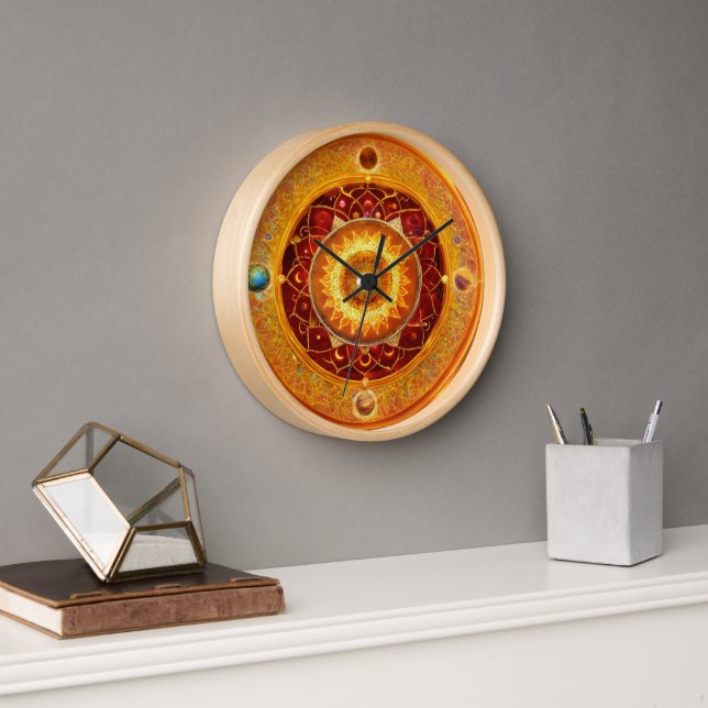 Horloge "Mandalas cosmiques : Timepiece planétaire" (Bureau)